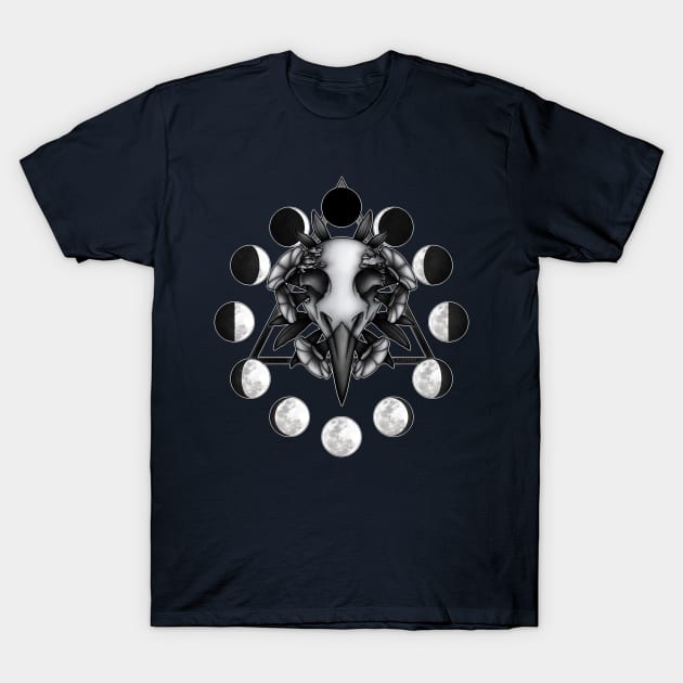 Moonlight Crow & Flora T-Shirt by Clocksy